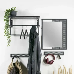 Garderobenhakenleiste aus Stahl in Schwarz - Orcia