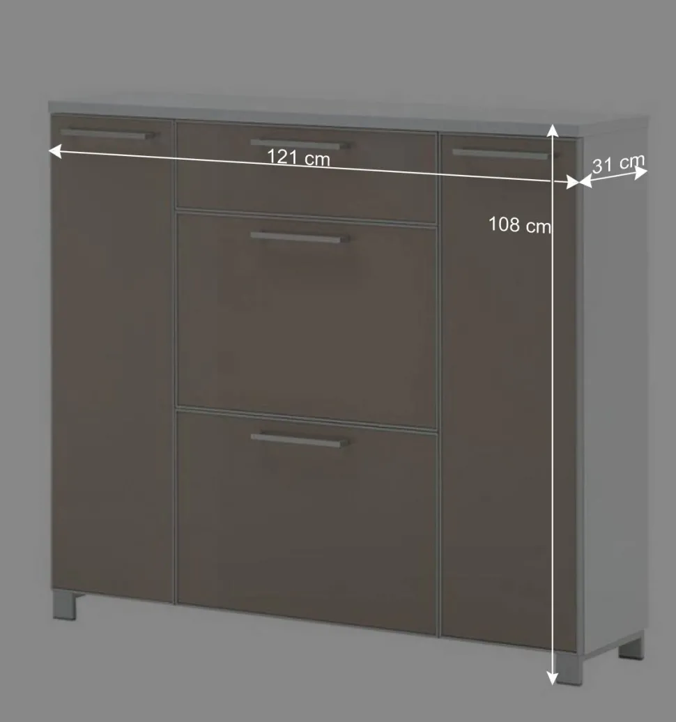 Garderobenkombination Srocca in Taupe Glas beschichtet (dreiteilig)