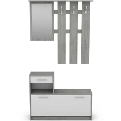 Garderobenmöbel in Weiß & Betonoptik - Zessma (zweiteilig)