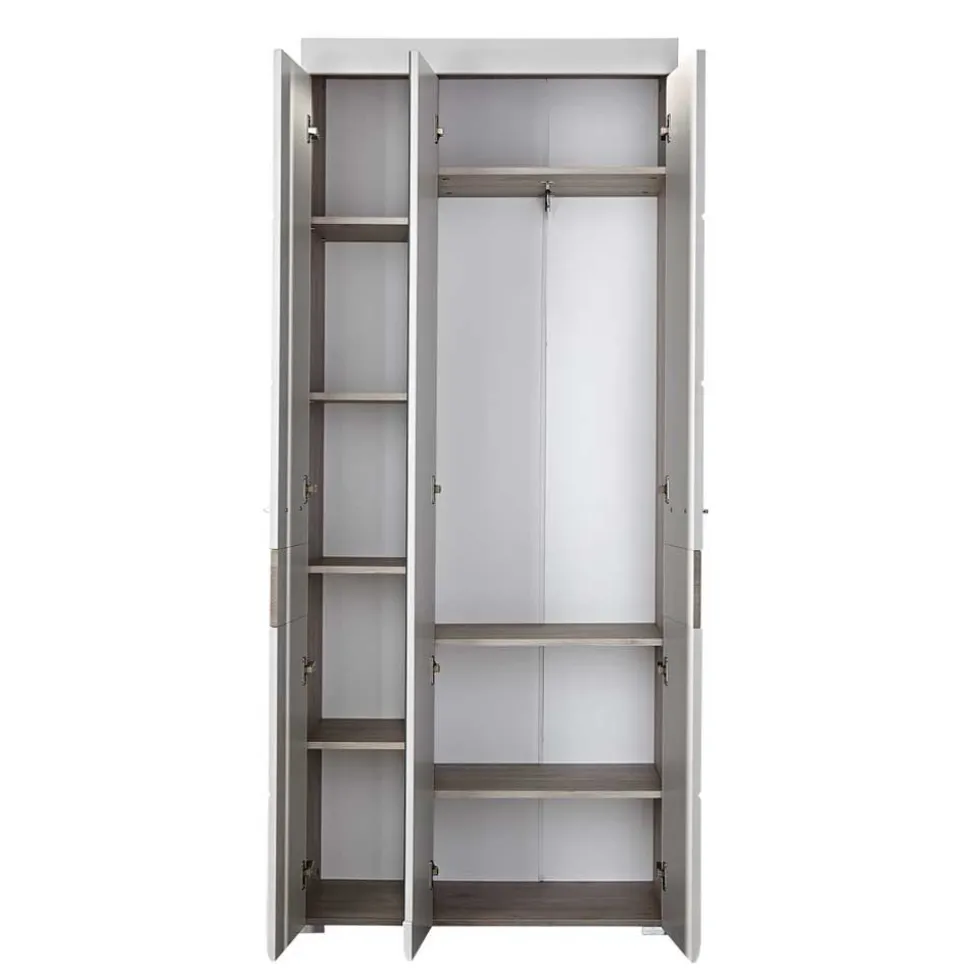 Garderobenmöbel Set Brosgo in Weiß und Silbereiche (fünfteilig)