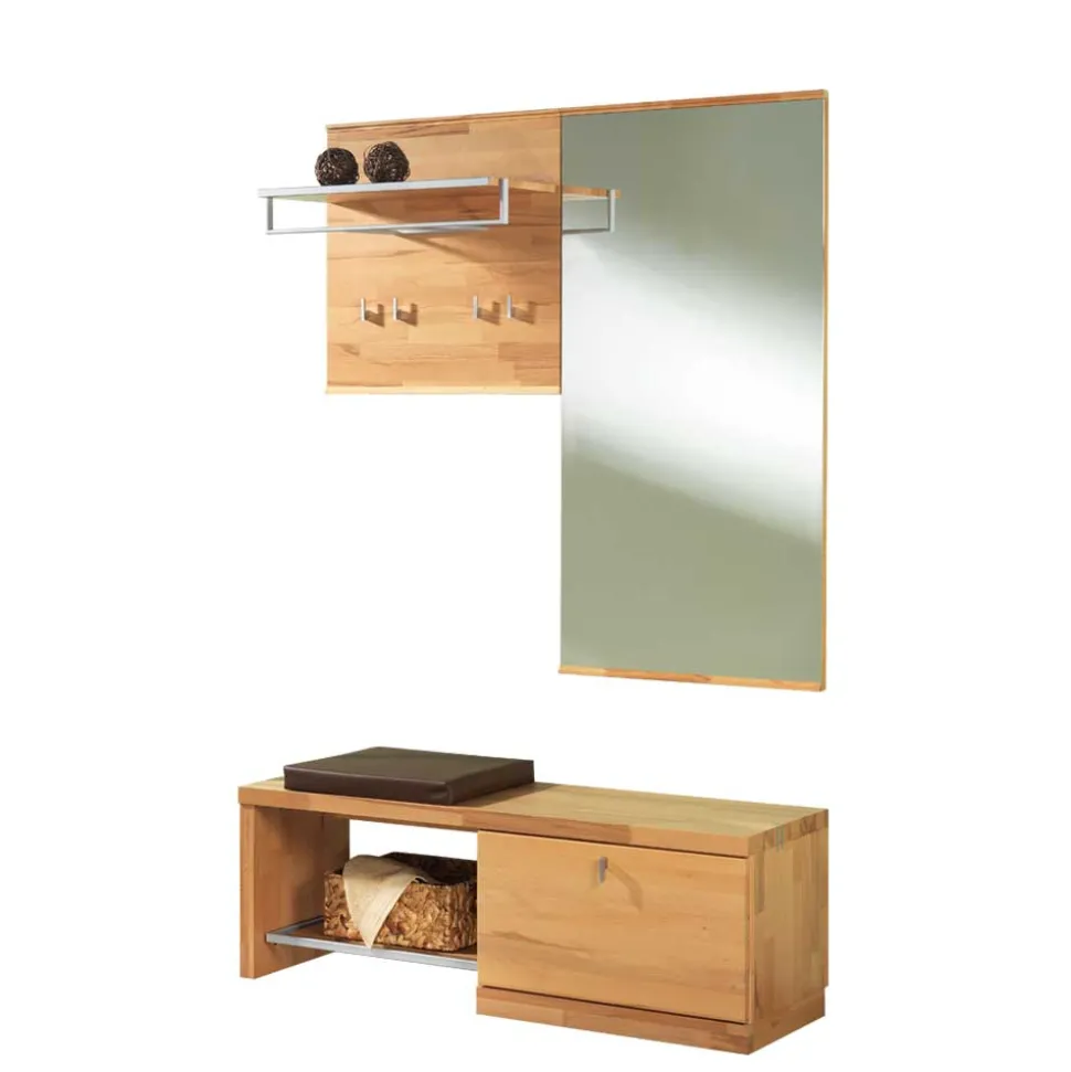 Garderobenmöbel Set Coestra aus Kernbuche Massivholz (dreiteilig)