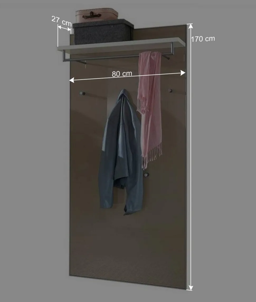 Garderobenmöbel Set Srocca in Taupe Glas beschichtet (dreiteilig)