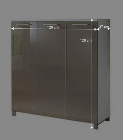 Garderobenmöbel Set Srocca in Taupe Glas beschichtet (dreiteilig)