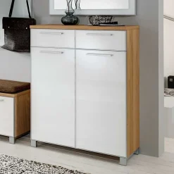 Garderobenmöbel Set Wynoca in Weiß Glas beschichtet (fünfteilig)