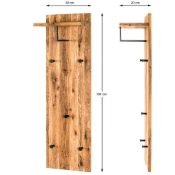 Garderobenpaneel aus Eiche Massivholz & Metall - Vienna