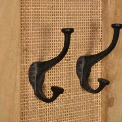 Garderobenpaneel aus Holz & Rattan Geflecht - Lazianus