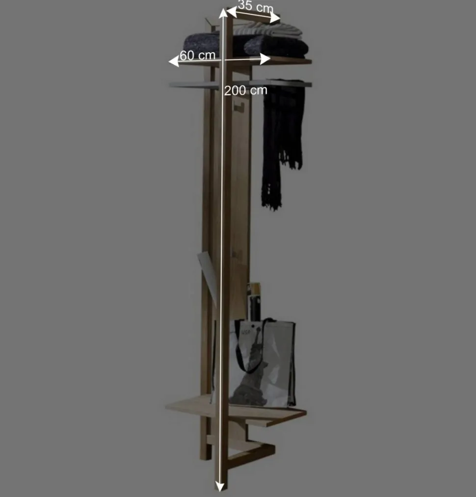 Garderobenpaneel Natrius aus Wildeiche massiv