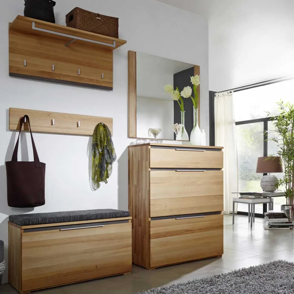Garderobenset Leyrina aus Kernbuche Massivholz (fünfteilig)