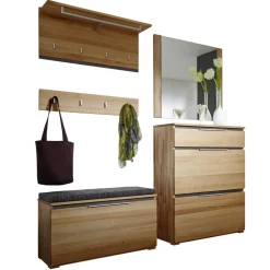 Garderobenset Leyrina aus Kernbuche Massivholz (fünfteilig)