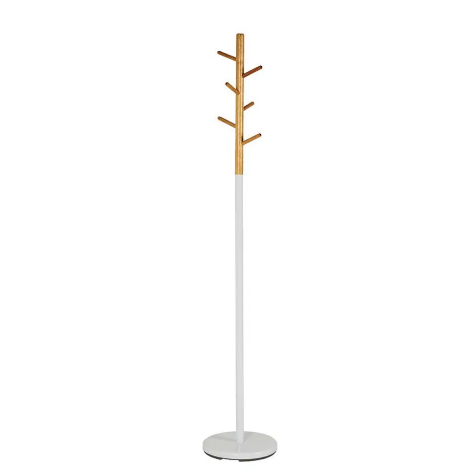 Garderobenständer in Weiß & Natur Airo mit Bambus