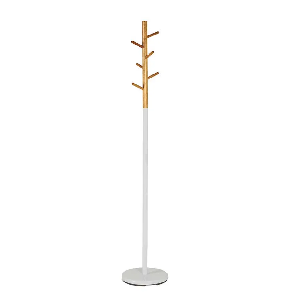 Garderobenständer in Weiß & Natur Airo mit Bambus