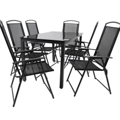 Garten Essgruppe in Schwarz - Kameron (siebenteilig)