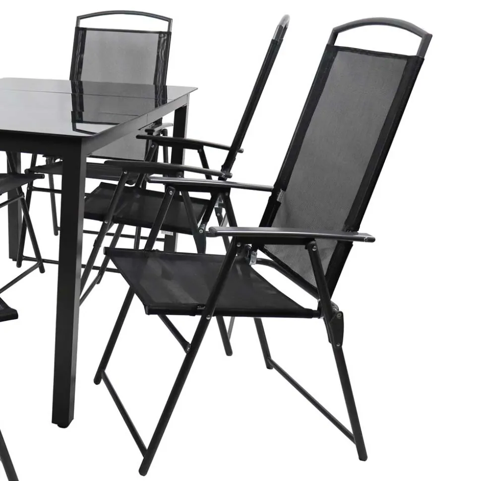 Garten Essgruppe in Schwarz - Kameron (siebenteilig)