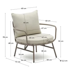 Garten Lounge-Sessel in Flieder aus Metall - Azalao