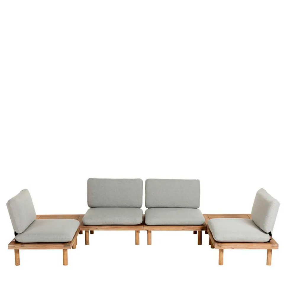 Garten Sitzgruppe aus Akazie massiv - Emeziano (fünfteilig)