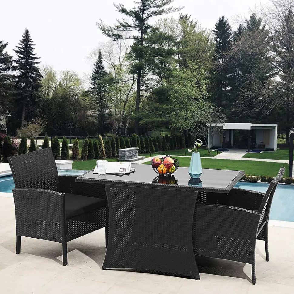 Garten Sitzgruppe aus grauem Polyrattan - Ambon (dreiteilig)