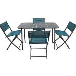 Garten Tischgruppe in Türkis und Schwarz - Ariet (fünfteilig)