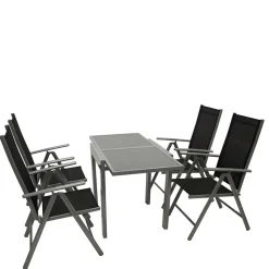 Garten Tischgruppe mit Klappstühlen - Arno (fünfteilig)