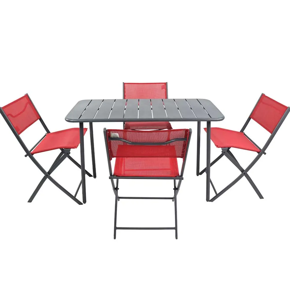 Gartengarnitur in Rot Schwarz - Maximilian (fünfteilig)