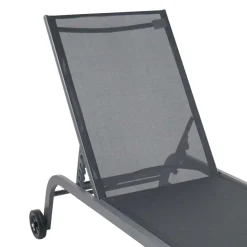 Gartenliege mit Rollen in Schwarz - Asprecca