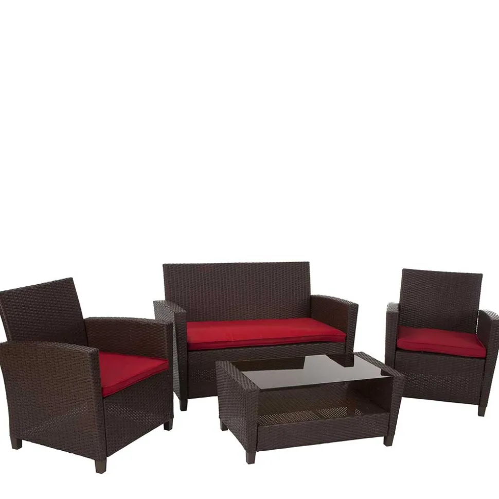 Gartenmöbel Set in Dunkelbraun - Tioroda (vierteilig)