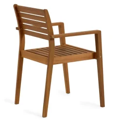 Gartenstuhl mit Armlehnen aus Holz - Tefano (2er Set)