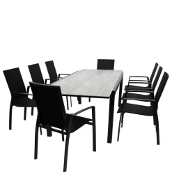 Gartentisch und acht Armlehnenstühle - Facheto (neunteilig)