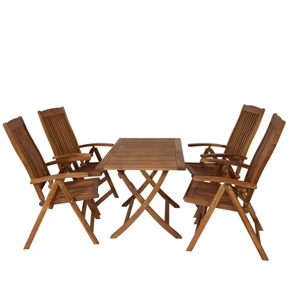 Gartentischgruppe Vrony aus Akazie Massivholz (fünfteilig)