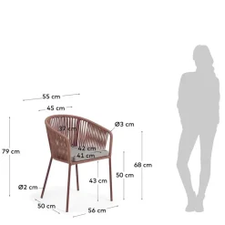 Geflecht Armlehnenstühle in Rotbraun - Udolpho (4er Set)