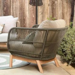 Geflecht Loungesessel in Dunkelgrün - Casimiro (2er Set)