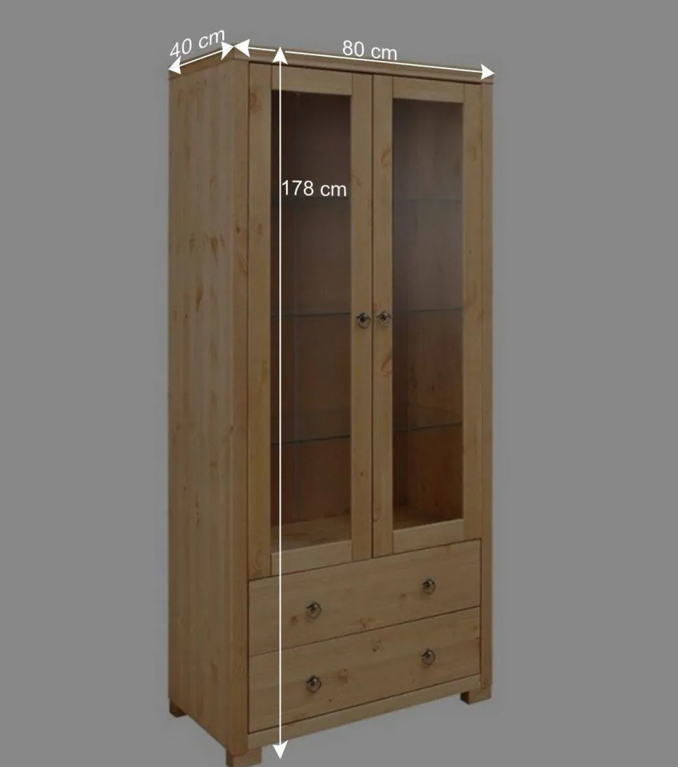 Geölte Holz Vitrine in Kiefer Natur - Vinidad