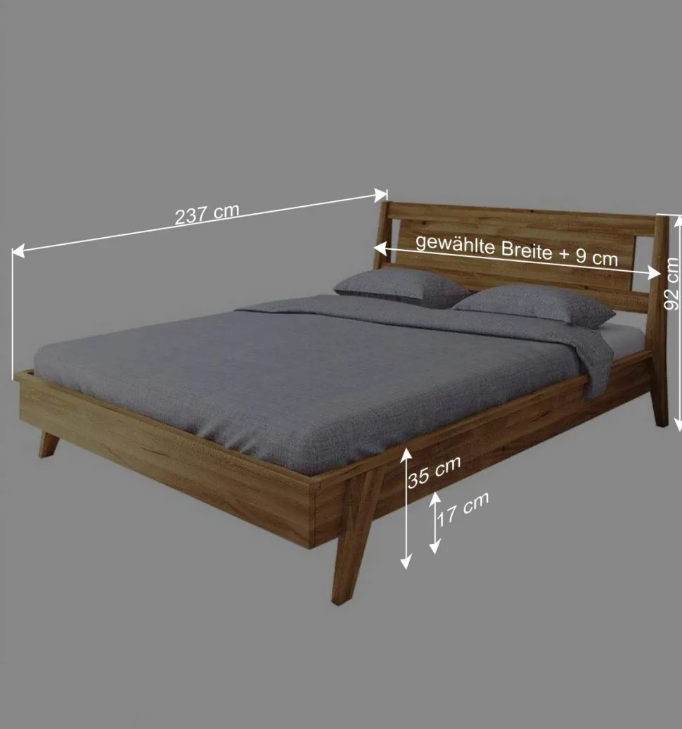 Geöltes Wildeichebett mit 220 cm Länge - Hardus