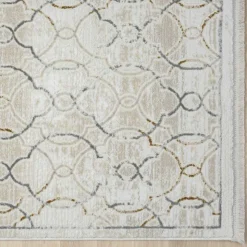 Gemusterter Kurzflor Teppich hell - Ladoria