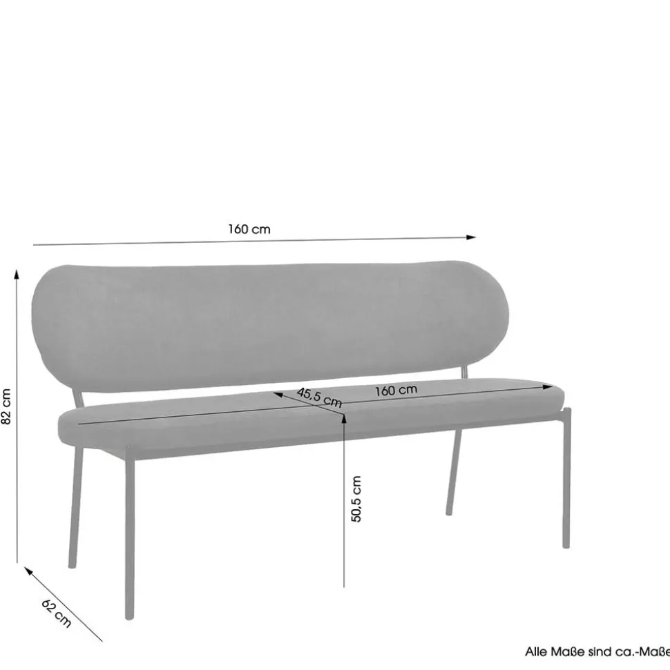 Gepolsterte Esstischbank in Dunkelgrau - Julisk