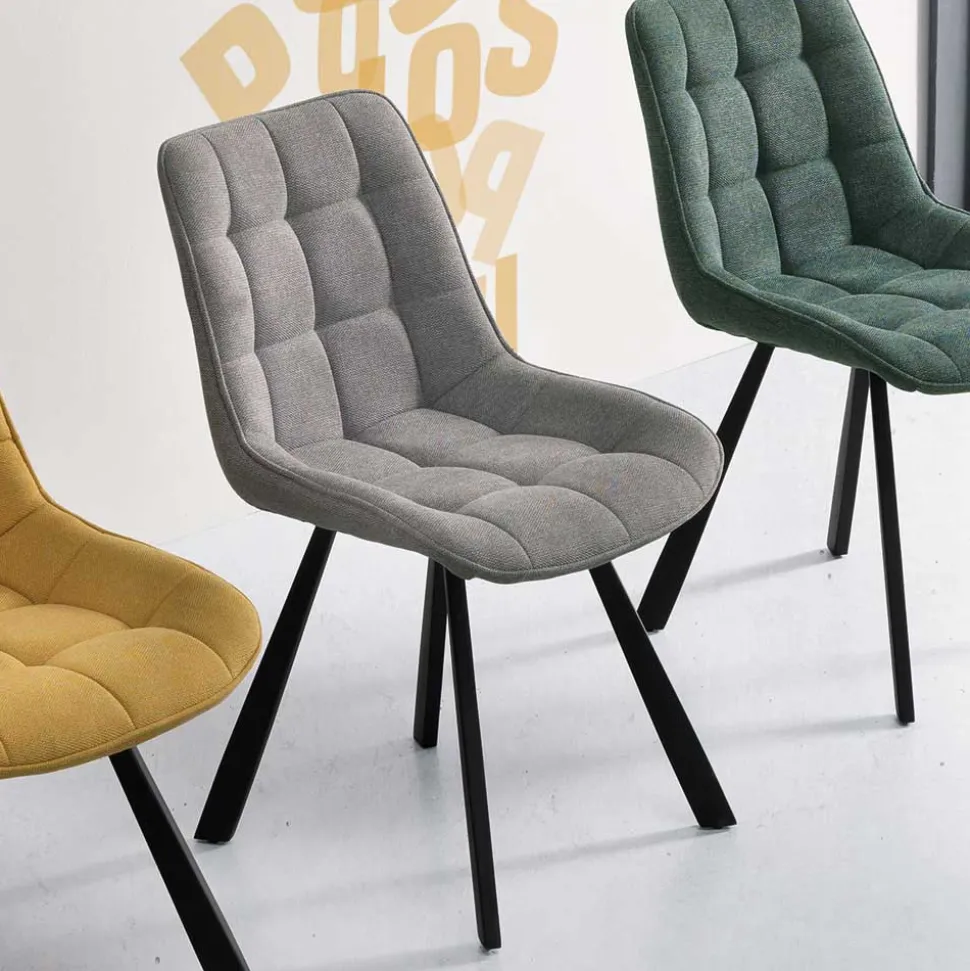 Gepolsterte Esszimmerstühle in Hellgrau - Infinando (4er Set)