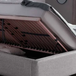 Gepolstertes Stauraumbett in Grau Stoff - Puni