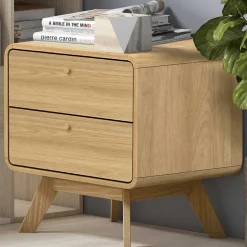 Gerundete Nachtkommode in Eiche Optik - Irons