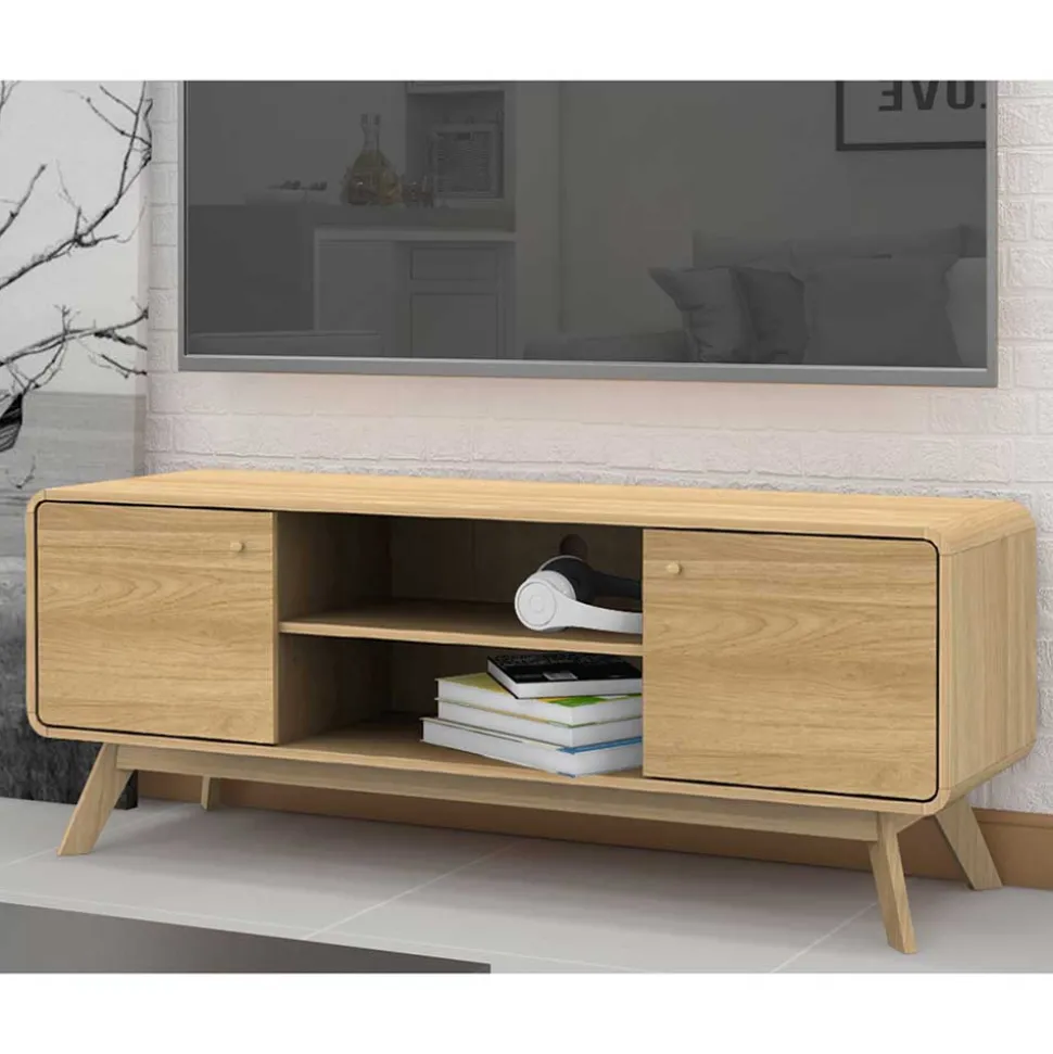 Gerundetes Lowboard in Eiche Optik - Alcuam