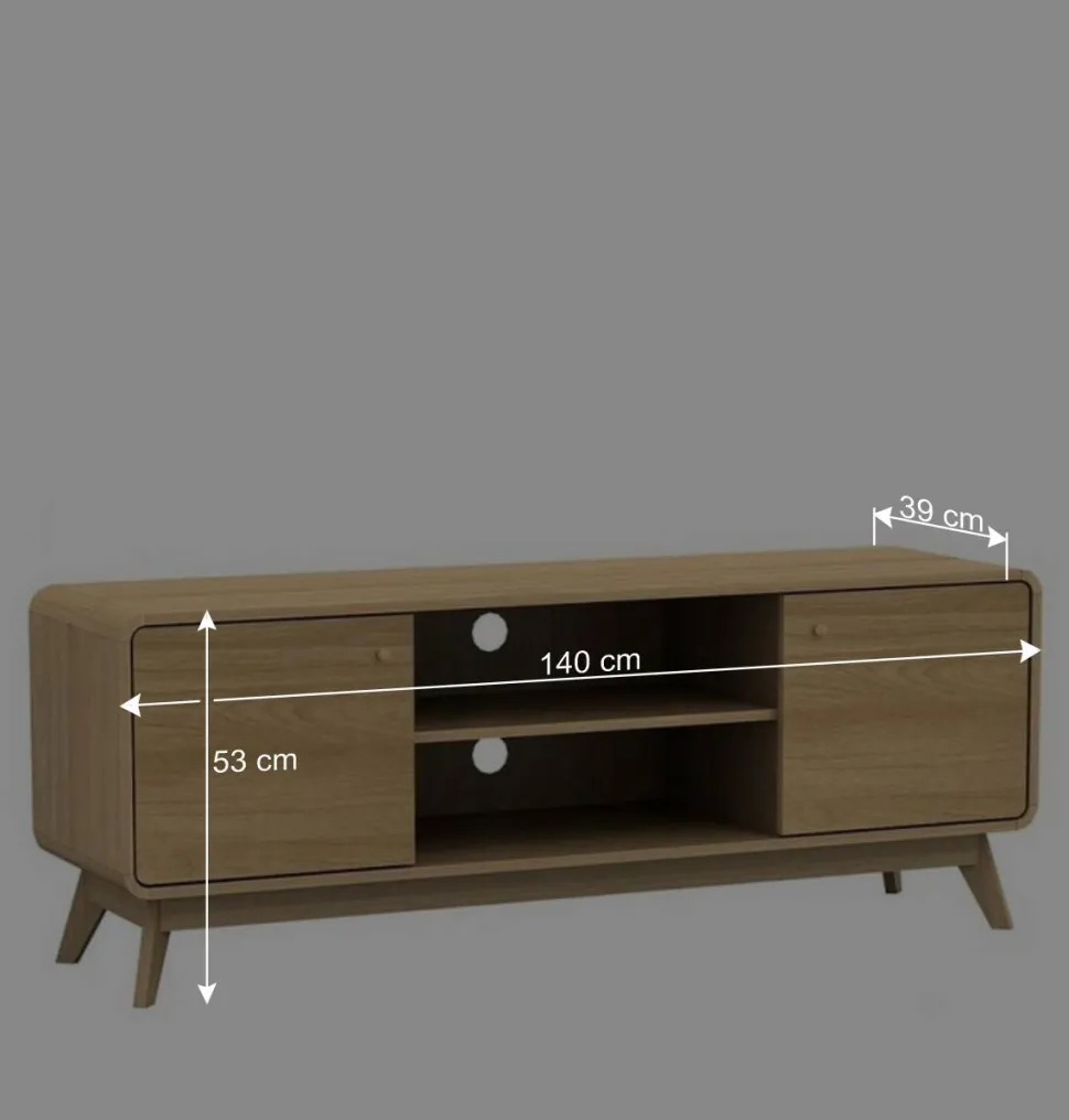 Gerundetes Lowboard in Eiche Optik - Alcuam
