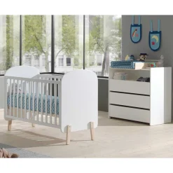 Gitterbett und Wickelkommode Set - Mauricia (zweiteilig)