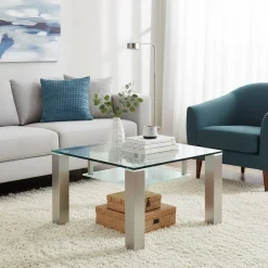 Glas Couchtisch Carlot mit Rollen