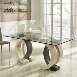 Glas Esstisch Tiber mit Stein