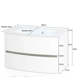 Glas Waschbecken Waschtisch 80 cm breit - Neuzera