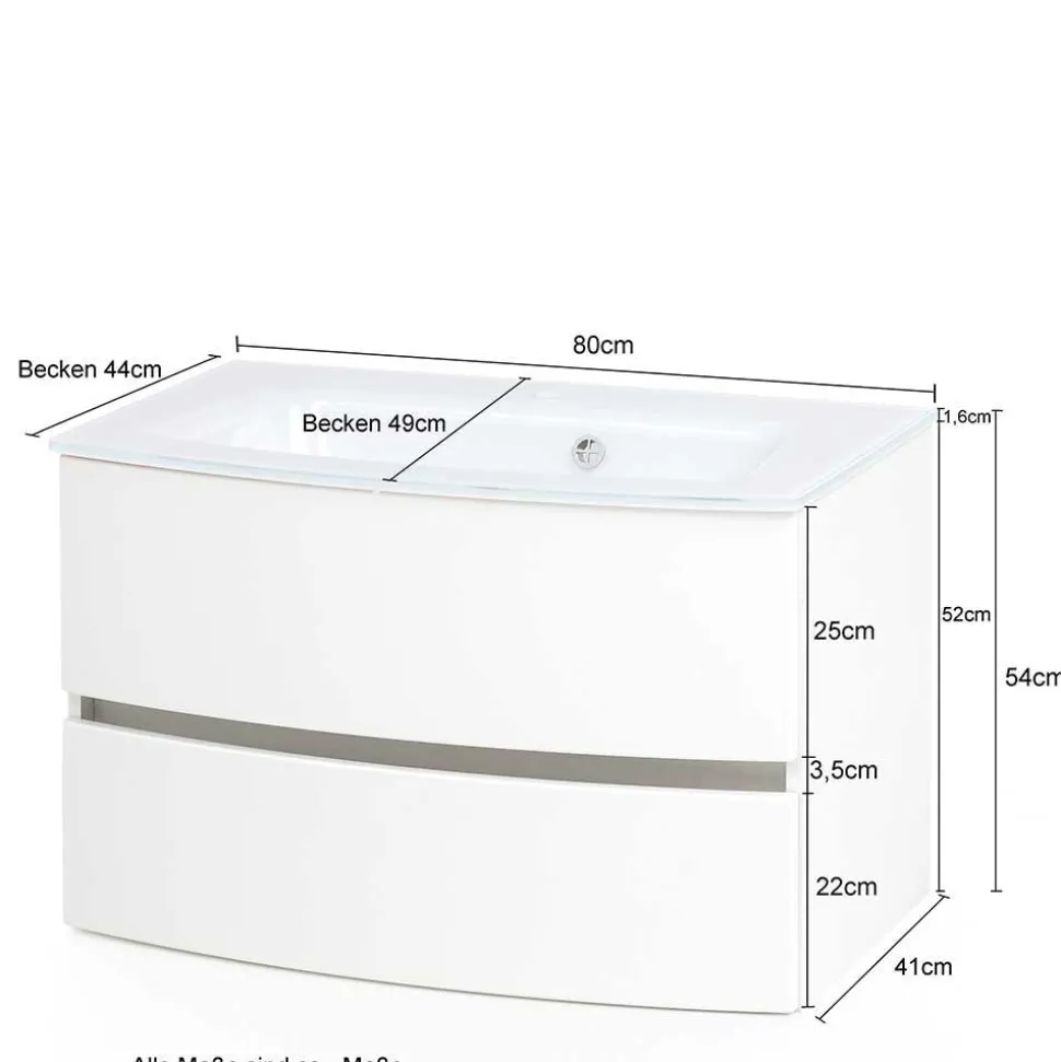 Glas Waschbecken Waschtisch 80 cm breit - Neuzera
