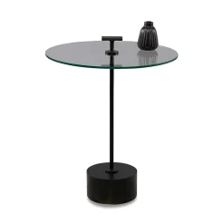 Glas-Beistelltisch mit Säulenfuß - Mezera