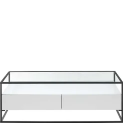 Glas-Sofatisch mit zwei Schubladen und Ablage - Nastoria