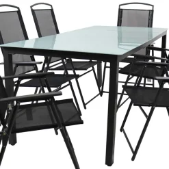 Glastisch & Klappstühle wetterfest - Cretania (siebenteilig)
