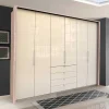 Gleittüren Kleiderschrank in Creme Glasfront - Rativian