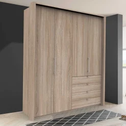 Gleittüren-Kleiderschrank mit vier Schubladen - Zayun