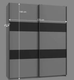 Gleittürenschrank in Weiß mit Dunkelgrau - Shakuntala